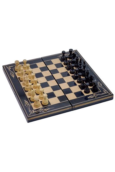 ROmde ROmde™ Wooden Chess and Backgammon Game, 38x38 cm, Black and White