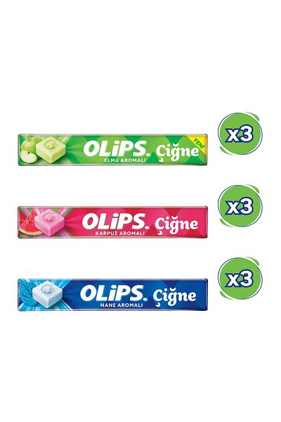Olips Chew Refreshing Candy Pack - Apple, Mint, Watermelon 47 Grx 15 Pieces
