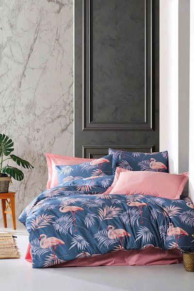 CANDAN ÇEYİZ Set cuvertură de pilota elastică din bumbac Flamingo 2 cu o singură față de pernă