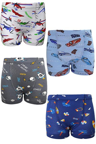 Stil Erkek Çocuk Desenli Asorti Empirme Boxer 4'lü