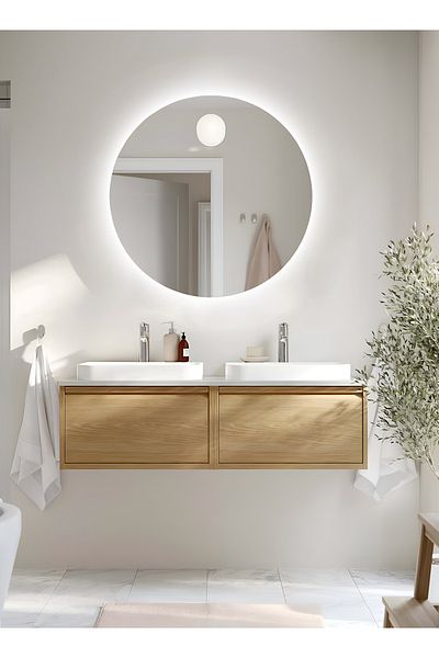 Taimi 50cm Round Bathroom Mirror With Backlight And Smart Touch Button