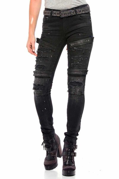 Cipo&Baxx Wd383 Ripped Biker Style Skinny Jean Trousers