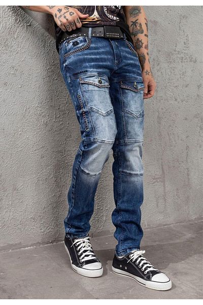 Cipo & Baxx Дънки с джобове в тъмносини цветове Cd810 Modern Fit
