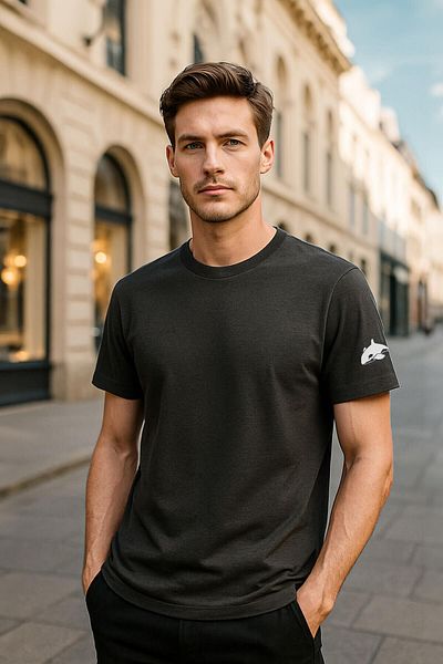 MARKAPIA Ανδρικό μπλουζάκι Crew Neck Basic μονόχρωμο κοντομάνικο γκρι