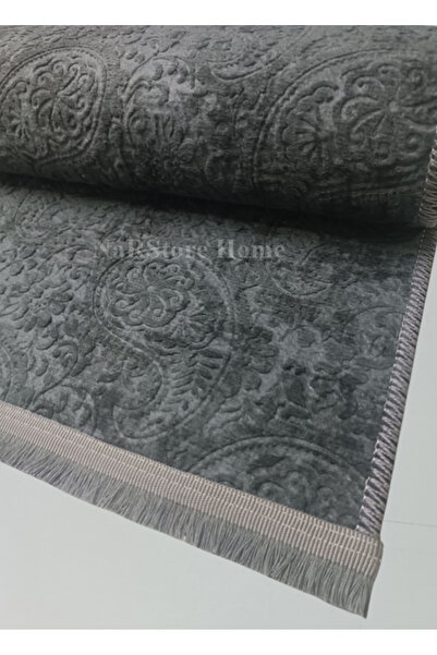NaRStore Home Kaymaz Taban Saçaklı Kesme Halı Yolluk Nevra Dinar Antrasit