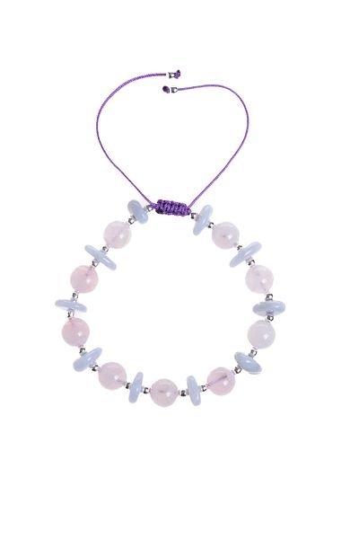 OSMANLI DOĞAL TAŞ Certified Pink Quartz and Blue Chalcedony Bracelet