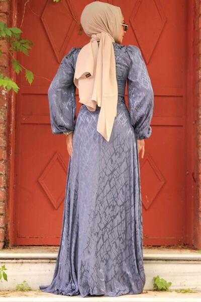 Neva Style Desenli Lavanta Tesettür Elbise 23272LV