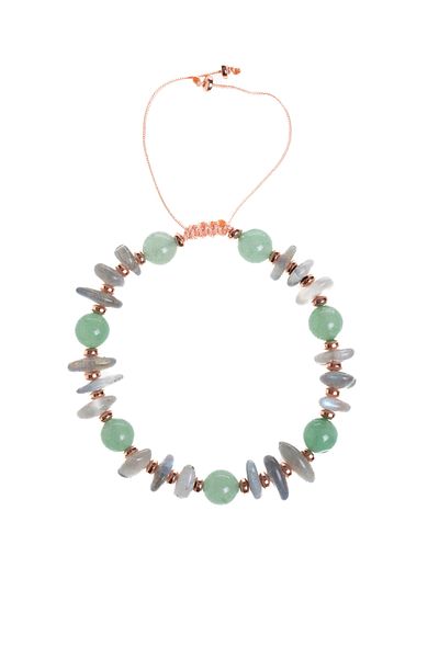 OSMANLI DOĞAL TAŞ Certified Labradorite & Aventurine & Hematite Bracelet