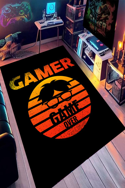 Bordo Halı Gamer Odası Halısı Makinede Yıkanabilir Kaymaz Taban Leke Tutmaz G...