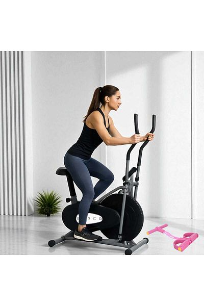 BUNCA Home Full Body Exercise Bike with LCD Display, Multi-resistance, Supports up to 120kg, Free Elastic Tommy Rope