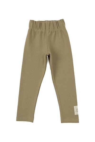 Little Gusto Camisole Ribbed Tights Kids Khaki Organic Cotton