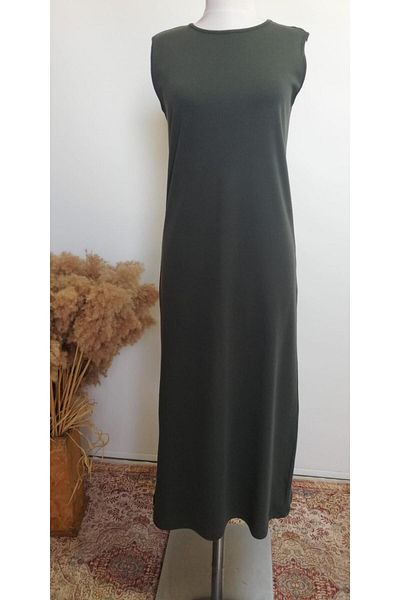 Plistre 2270_γυναικείο, ιαπωνικό μανίκι (αμάνικο), 100% βαμβακερό φόρεμα μακρύ μήκος Interlock