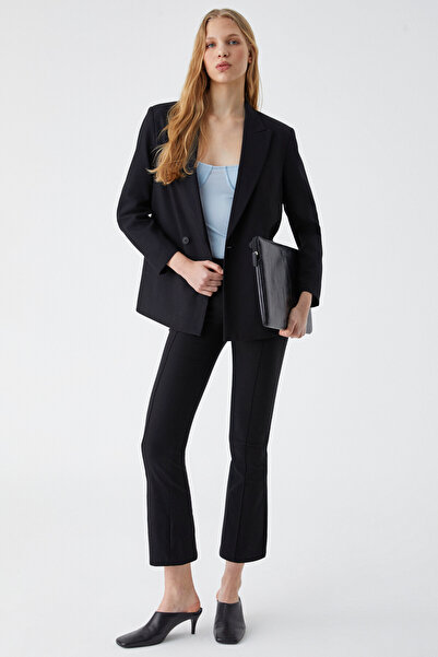 GRIMELANGE Suleje Γυναικεία Αμάνικη Λεπτή Κοντή Μπλε Μπλούζα με λαιμόκοψη