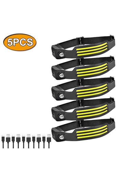 XIWANGFIRE 5pcs Usb Rechargeable Led Induction Headlamp Headlight Built-in Battery Flashlight 5 Lighting Modes