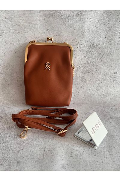 shalby Taba Gold Detailed Women's Bag I Vintage Design I 3-Eye Stylish Model and Makeup Mirror