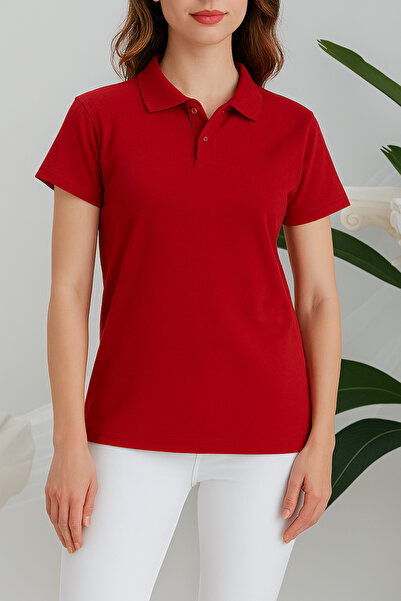 nacar çarşı Κόκκινο μπλουζάκι με κοντό μανίκι και λαιμόκοψη πόλο, unisex