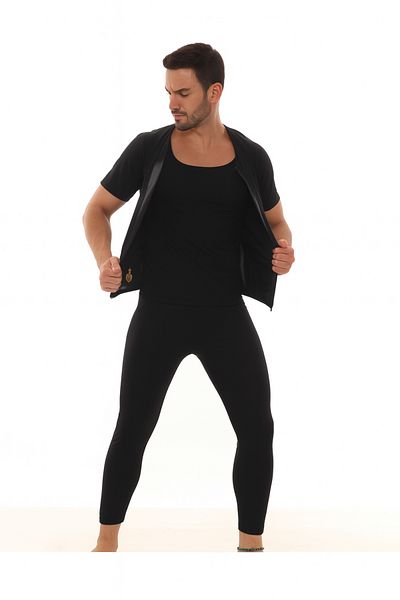 SAUNA SUIT Μέγιστο κολάν και κοντομάνικο κοστούμι με φερμουάρ