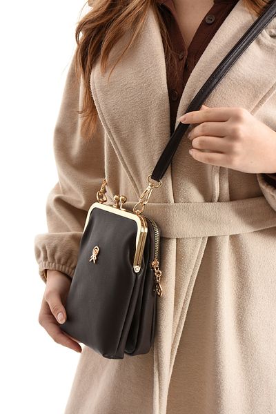 shalby Bitter Brown Gold Detailed Women's Bag I Vintage Design I 3-Eye Stylish Model and Makeup Mirror