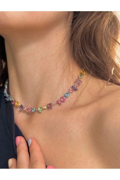 haslet Parlak Zirkon Taşlı Gema Kolye