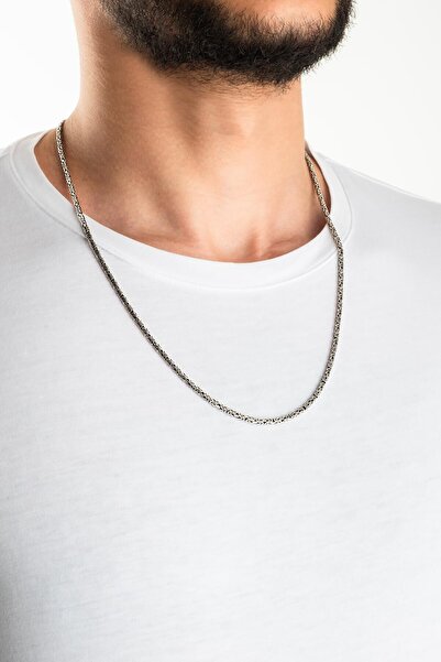 So CHIC... Etnik Stil 60 Cm Gümüş Erkek Kral Zincir Kolye