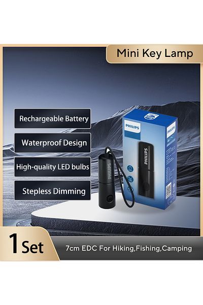 Philips Button Electronics black PRO EDC PHILIPS NEW EDC Flashlight LED Rechargeable Mini EDC Keychain Flash