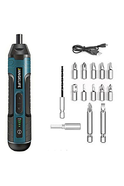 Choice B- 14 قطعة JANGKLIFE مفك براغي كهربائي لاسلكي قابل لإعادة الشحن ببطارية ليثيوم 1300 مللي أمبير في الساعة ومثقاب صغير 3.6