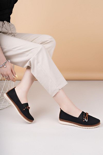 Nesil Shoes Дамски ежедневни обувки Selena 348 в черно и кафяво