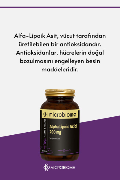 Microbiome Alpha Lipoic Acid 200 Mg – Güçlü Antioksidan Ve Sinir Desteği 30 Tablet