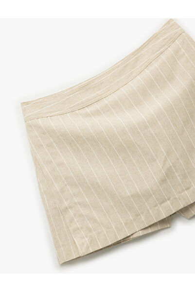 Koton Keten Karışımlı Kruvaze Mini Şort Etek