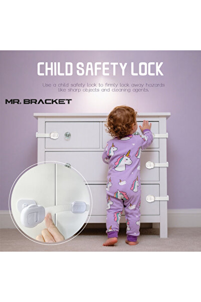 MR.BRACKET 2-Piece High Security Lock Adjustable Baby Child Refrigerator Oven Toilet Seat Cabinet Drawer Lock