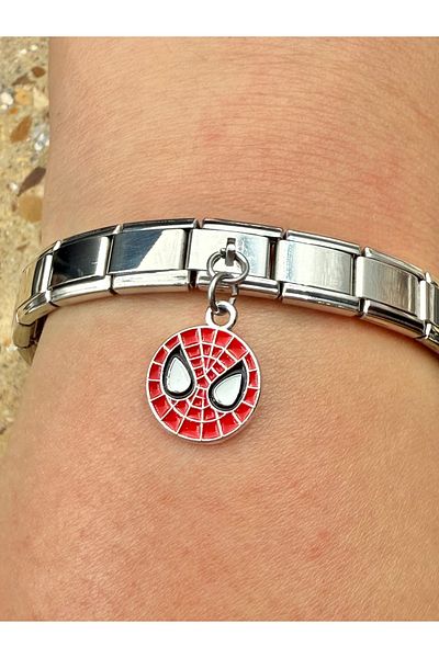 Snartun Italian Bracelet with Spiderman Figure and Steel Charm I Italian Bracelet Steel Charm I Special Boxed