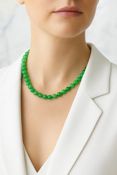Safnaturel Igsl Certified Green Aventurine 6 mm Knotted Natural Stone Necklace