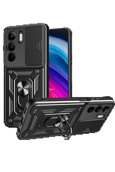 CepteToptan حافظة Realme C75 4G من السيليكون مع حلقة عدسة Pars - أسود - MKİ4113-3150