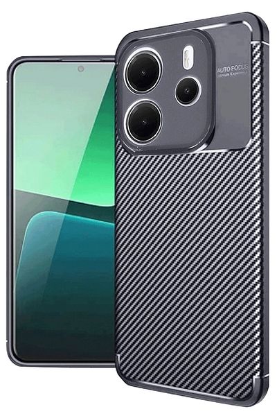 CepteToptan حافظة هاتف Xiaomi Redmi Note 14 4G ذات غطاء كربوني بضبط تلقائي للصورة - أزرق داكن - MKİ3410-2893