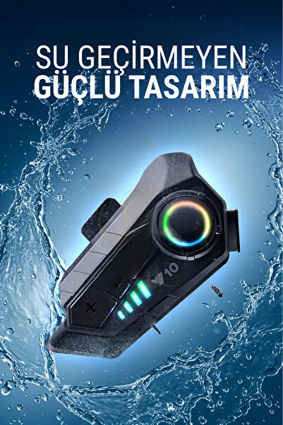 WUNİT Y10 5.3 Bluetooth Motosiklet Kask Kulaklık intercom RGB Işıklı