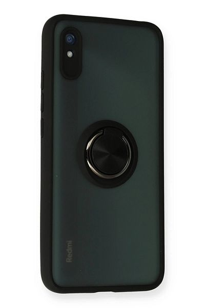 CepteToptan حافظة هاتف Xiaomi Redmi 9A من السيليكون مونتريال مع حلقة - أسود - MKİ6768-9370