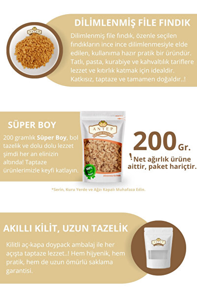 Antep Çarşı Pazar Dilimlenmiş File Fındık | 200 Gr.