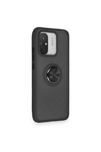 CepteToptan حافظة هاتف Xiaomi Redmi 12C من السيليكون مع حلقة مونتريال - أسود - MKİ5520-1857