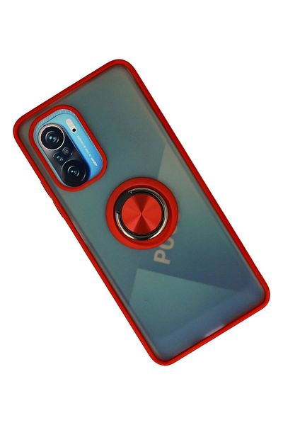 CepteToptan حافظة هاتف Xiaomi Redmi K40 من السيليكون مع حلقة مونتريال - أحمر - MKİ3564-4030