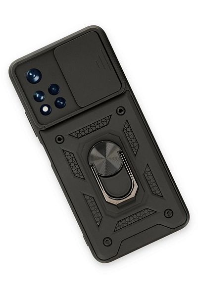 CepteToptan حافظة هاتف Xiaomi Redmi Note 11T من السيليكون مع حلقة عدسة Pars - أسود - MKİ2555-4028