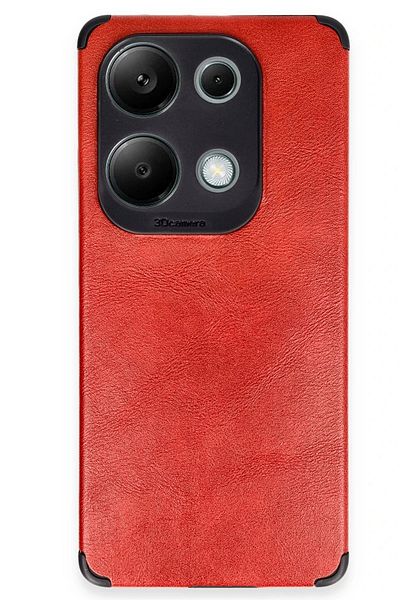 CepteToptan حافظة هاتف Xiaomi Redmi Note 13 4G حلقة جلد سيليكون - أحمر - MKİ9275-6840