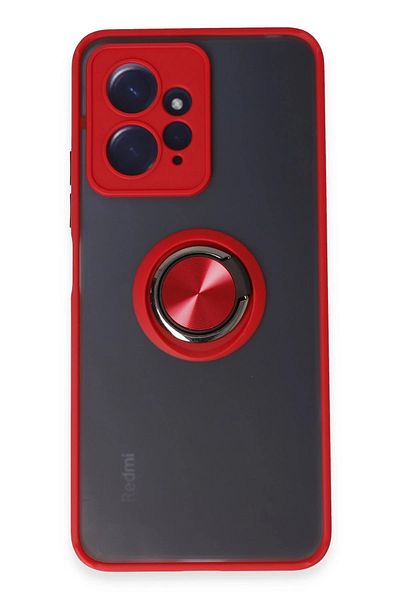 CepteToptan حافظة هاتف Xiaomi Redmi Note 12 4G من السيليكون مع حلقة مونتريال - أحمر - MKİ7776-8486