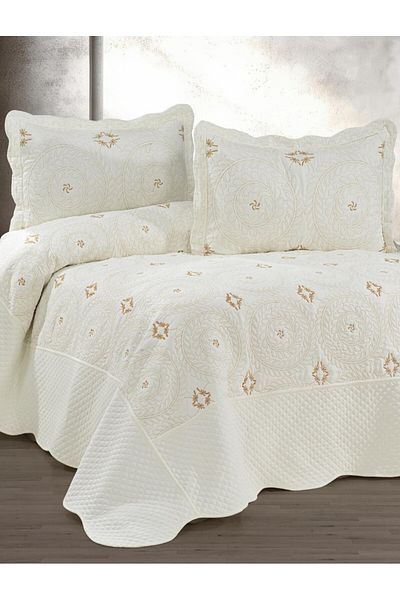 Bikaya Home Toyo Embroidered Double Bed Cover Set - 3 Pieces