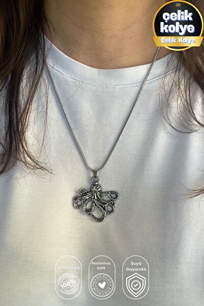 Balzamin Design الفولاذ المقاوم للصدأ المنجد الأخطبوط الشكل فضي اللون لامعة غير تشويه الصلب قلادة للجنسين قلادة