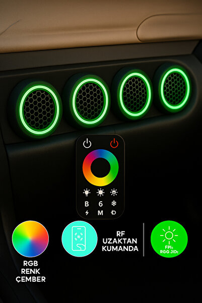 LED LEVEL Dokunmatik Kumandalı 20 CM Neon Işıklı Midrange Hoparlör Kapağı 2 Takım 4 Adet