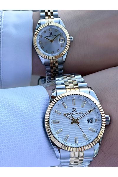 Daniel Klein 5 Atm Waterproof Couple Watch - with Mr & Steel Band, Custom Cf.Dk.10010.6