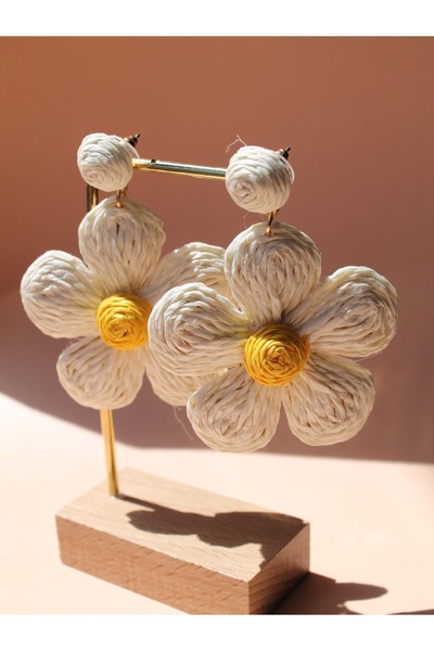 Luvix Design Papatya Hasır Bohem Küpe