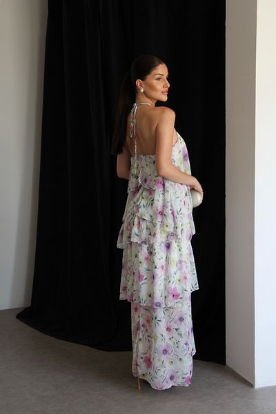 Julidress Rochie din șifon premium cu model de flori în straturi