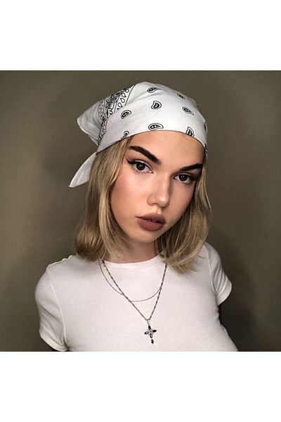 Goldmine Λευκό Unisex Ethnic μοτίβο 100% βαμβακερό μπαντάνα