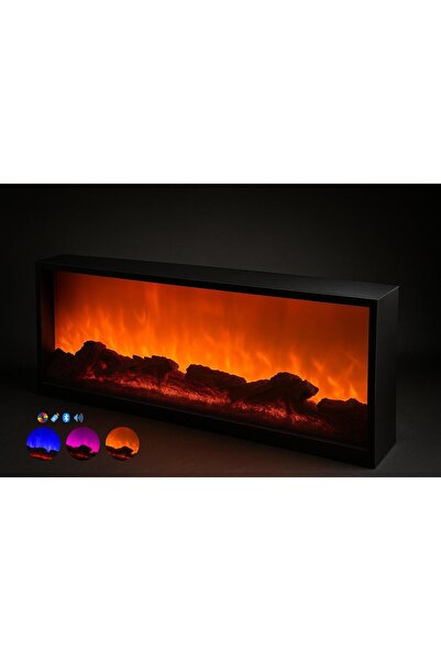 MeGulart Dekoratif Elektrikli Yapay Şömine - 120x25x14 Cm - Bluetooth Üzerind...